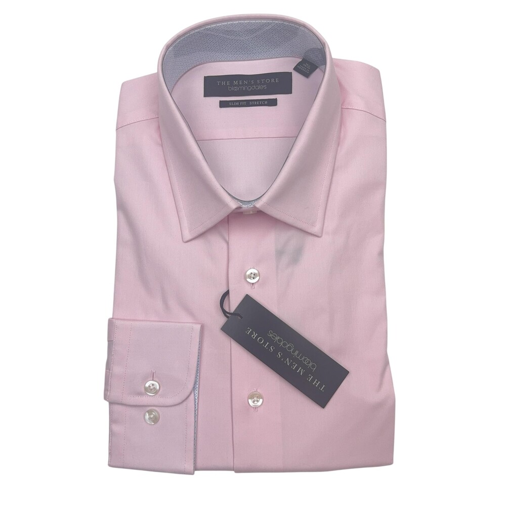 The Men's Store Bloomingdale's Dress Shirt Mens 16.5 34/35 Pink Slim Stretch